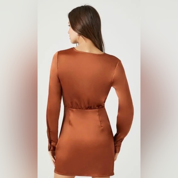 NWT Satin Surplice Tulip-Hem Mini Dress - Picture 5 of 14